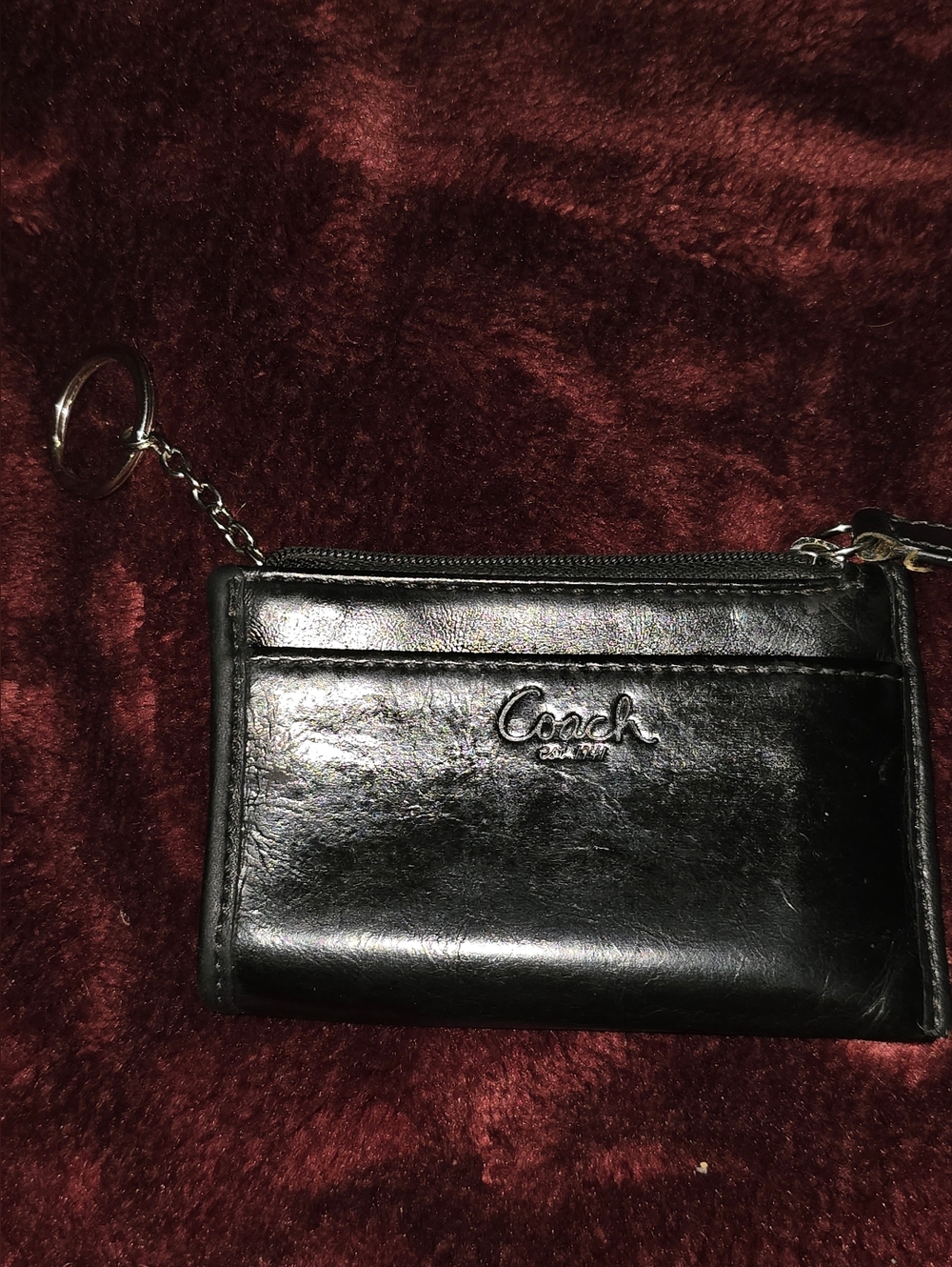 Coach Black Leather Keychain Coin Wallet. GUC